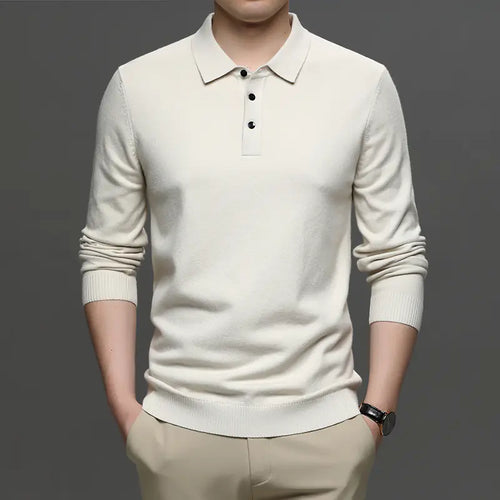 Elegant Men’s Wool T-shirt with Lapel