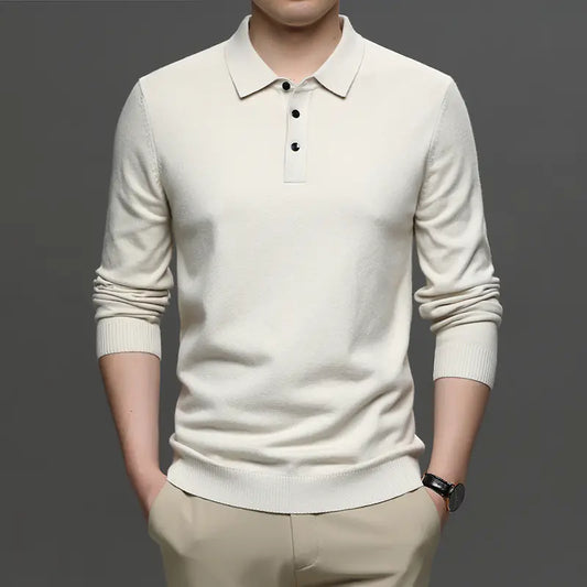 Elegant Men’s Wool T-shirt with Lapel