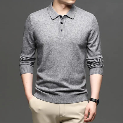 Elegant Men’s Wool T-shirt with Lapel