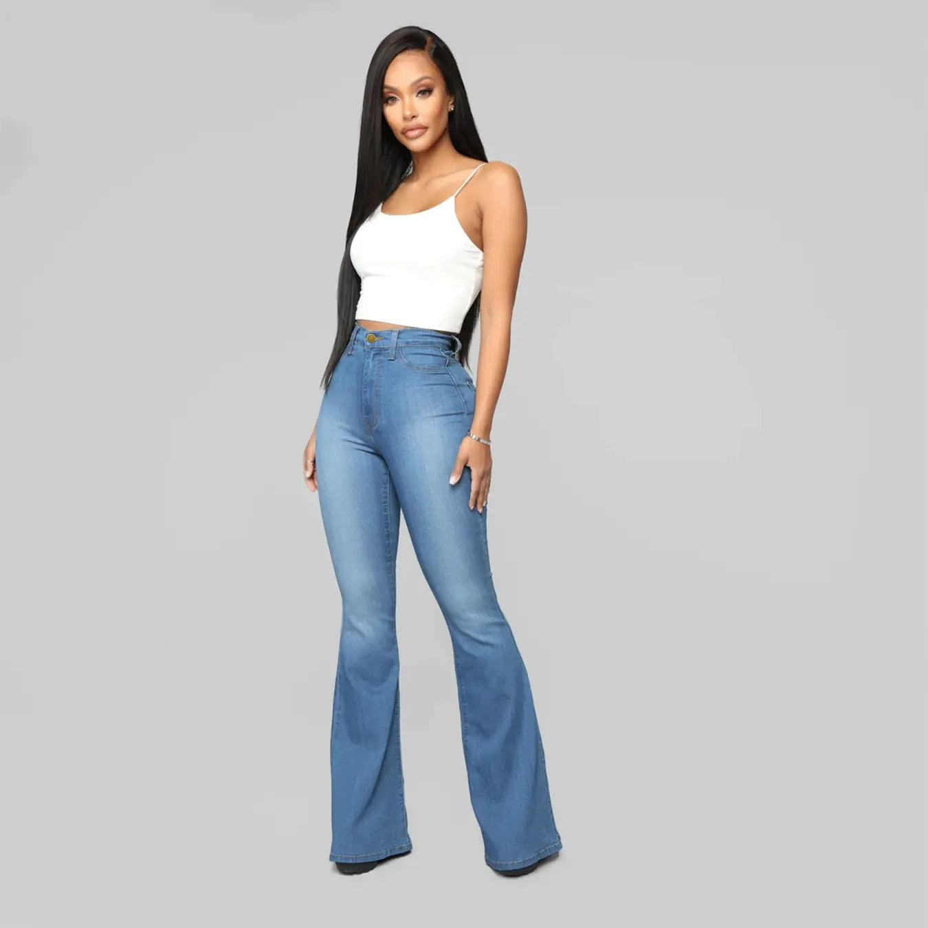 Classic High Waist Slim Denim Pants for Women