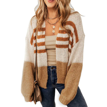 Winter Color Block Cardigan for Women