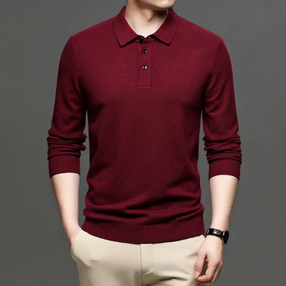Elegant Men’s Wool T-shirt with Lapel