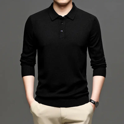 Elegant Men’s Wool T-shirt with Lapel