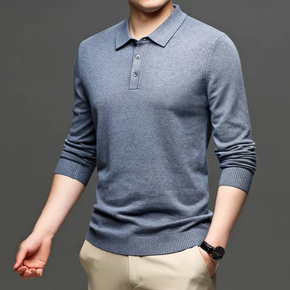 Elegant Men’s Wool T-shirt with Lapel
