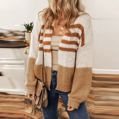 Winter Color Block Cardigan for Women
