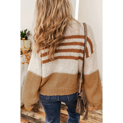 Winter Color Block Cardigan for Women