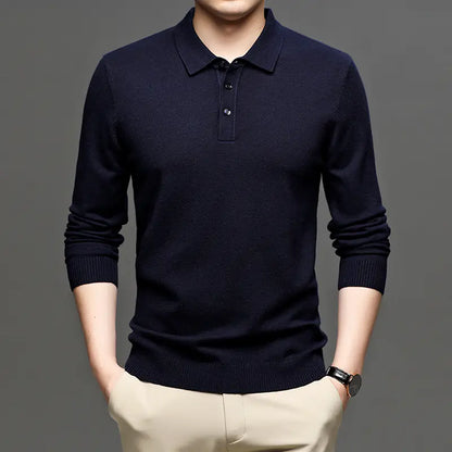 Elegant Men’s Wool T-shirt with Lapel